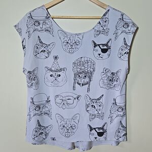 Brooklyn Industries Organic Cotton Cattitude Graphic Tee Size Cat Lady Hipster